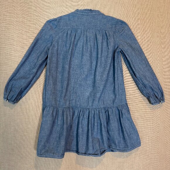 Ralph Lauren Polo Girls Chambray Denim Dress Size 7 Long Sleeve Ruffle Hem - Picture 7 of 9